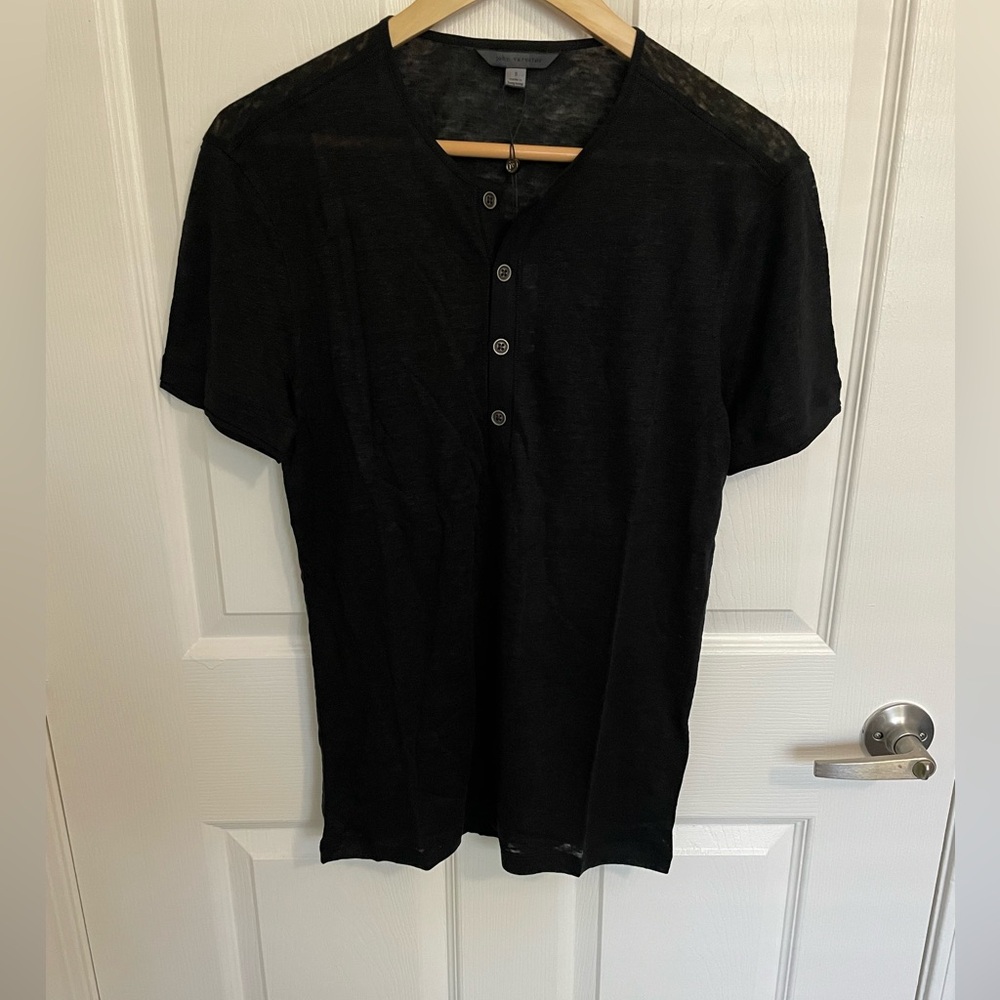 John Varvatos Collection Linen Henley